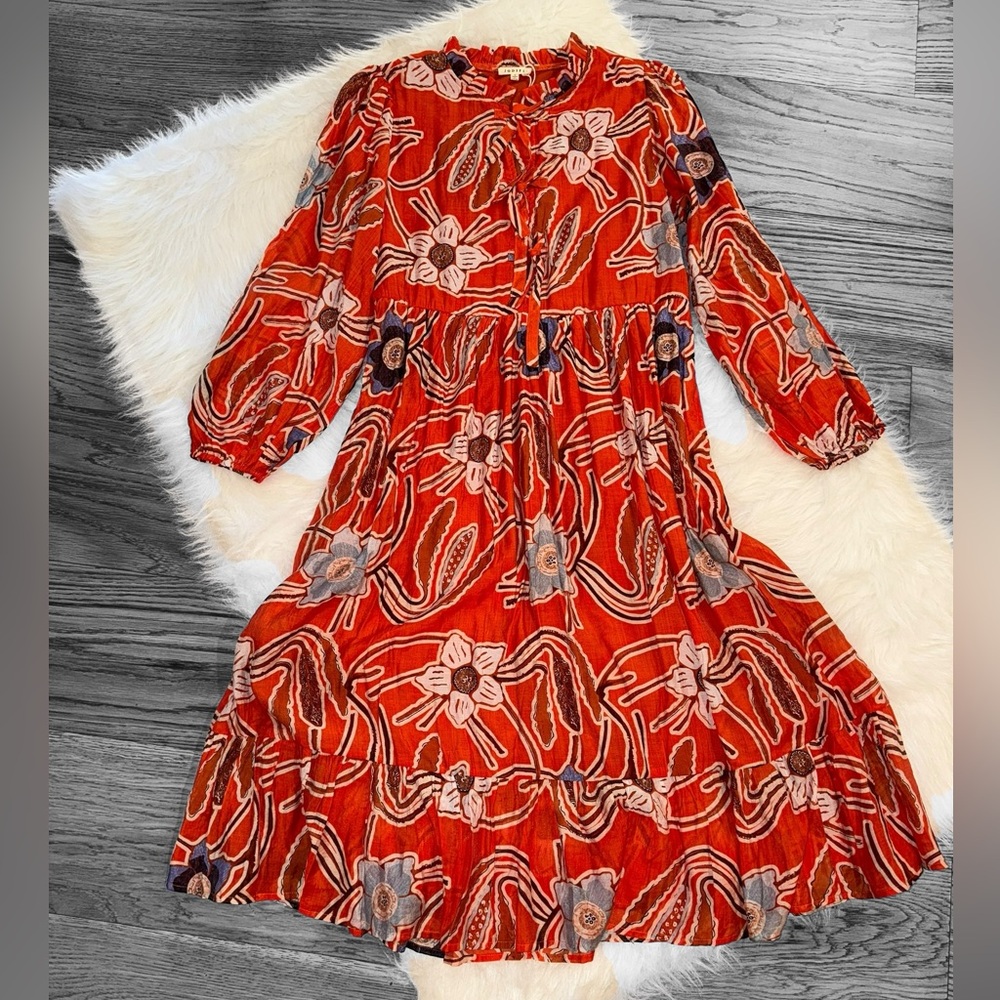 JODIFL Red Floral Midi Dress